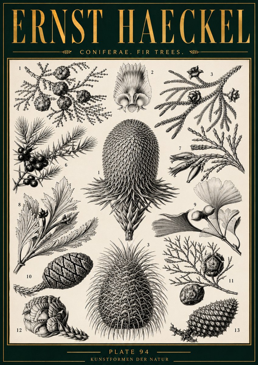 Ernst Haeckel Coniferae. Fir Trees. No4 - Plakat