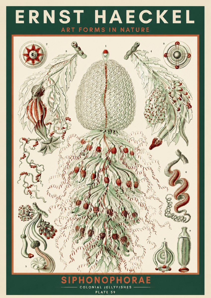 Ernst Haeckel Siphonophorae - State Colonies No4 - Plakat
