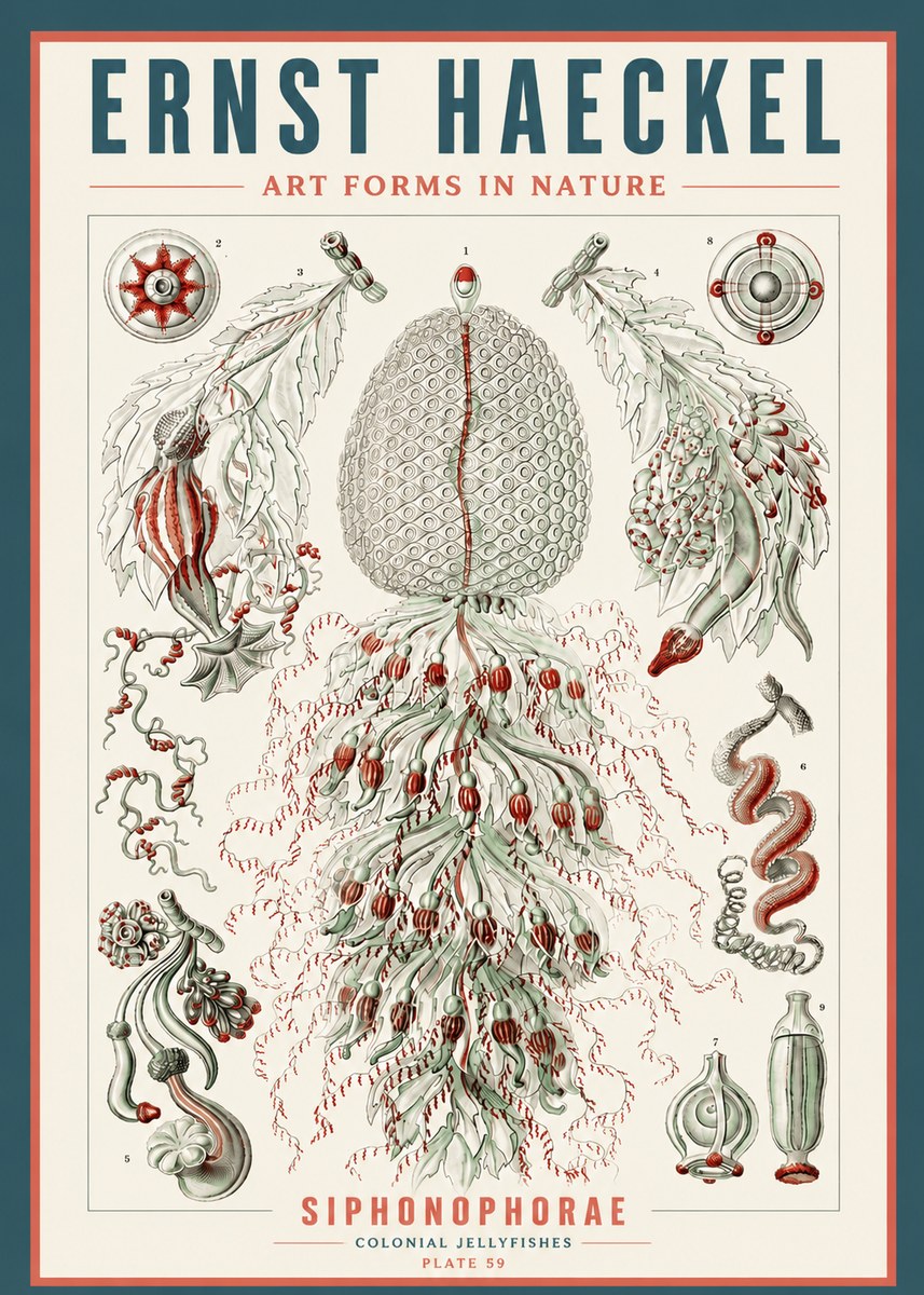 Ernst Haeckel Siphonophorae - State Colonies No5 - Plakat