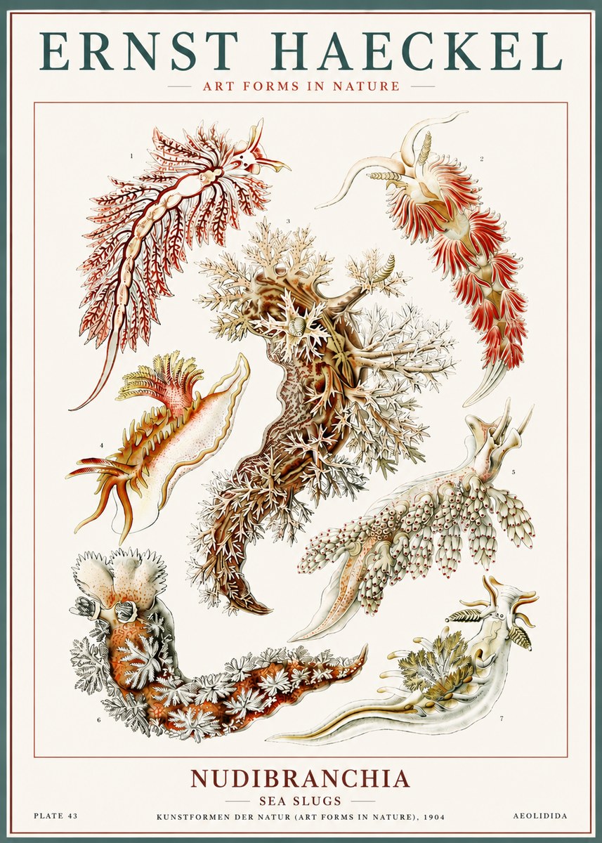 Ernst Haeckel Nudibranchia – Sea Slugs No6 - Plakat