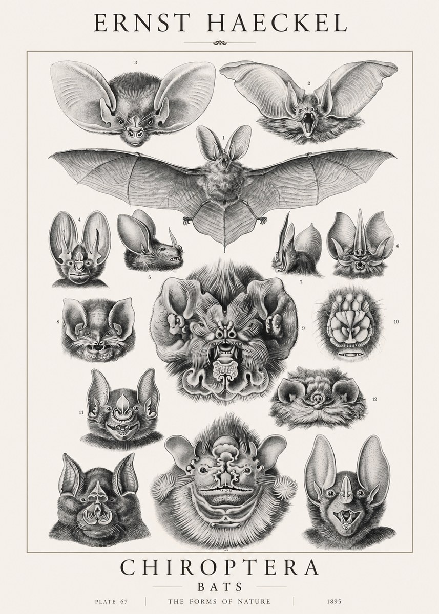 Ernst Haeckel Chiroptera Bats No1 - Plakat