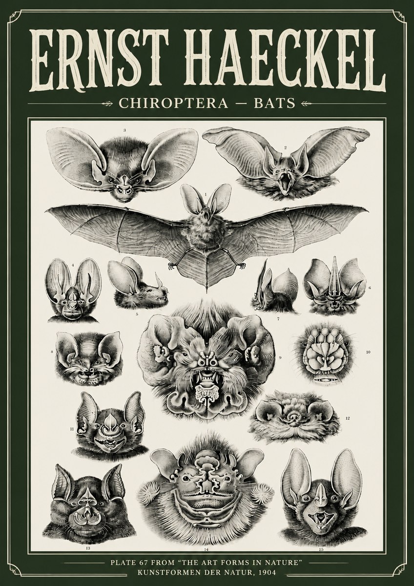 Ernst Haeckel Chiroptera Bats No6 - Plakat