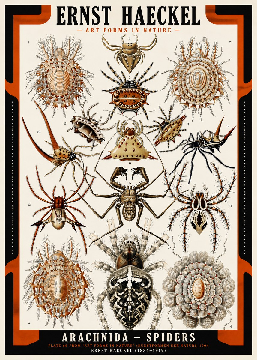 Ernst Haeckel Arachnida — Spiders No2 - Plakat