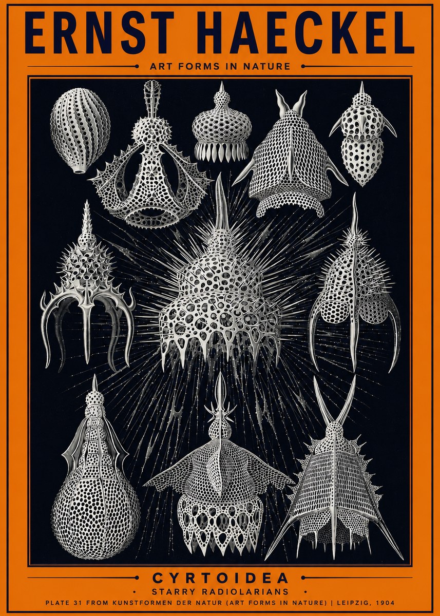 Ernst Haeckel Cyrtoidea - Starry Radiolarians No2 - Plakat