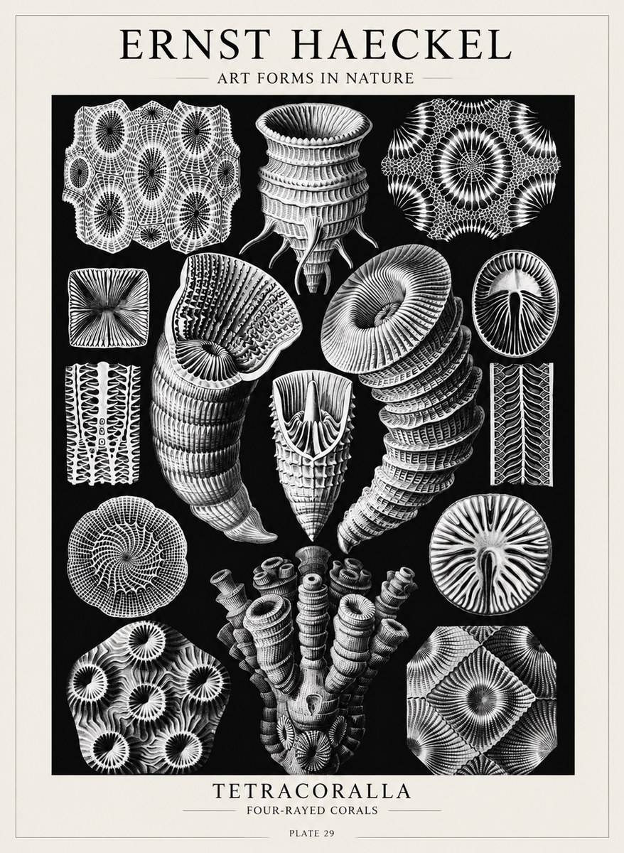 Ernst Haeckel Tetracoralla - Four-rayed Corals No4 - Plakat