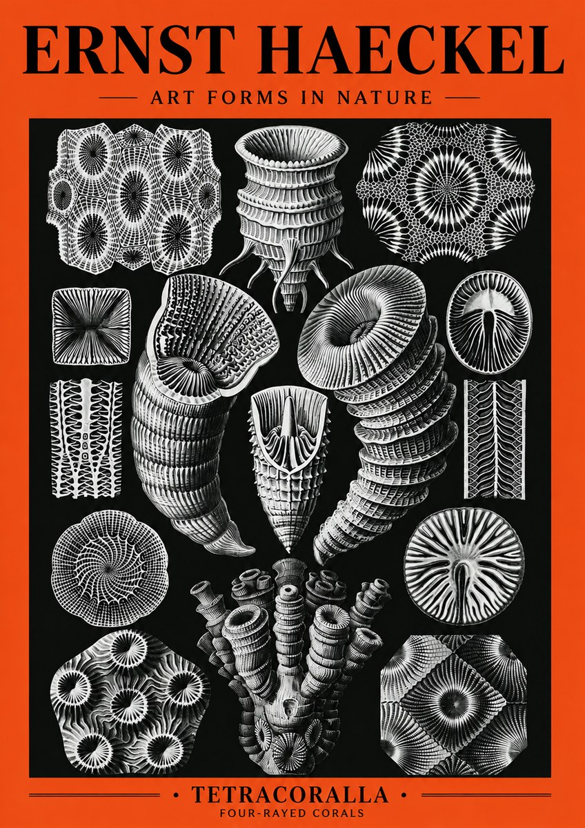 Ernst Haeckel Tetracoralla - Four-rayed Corals No5 - Plakat