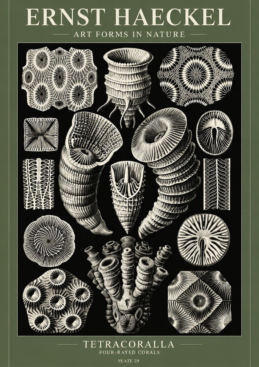Ernst Haeckel Tetracoralla - Four-rayed Corals No6 - Plakat