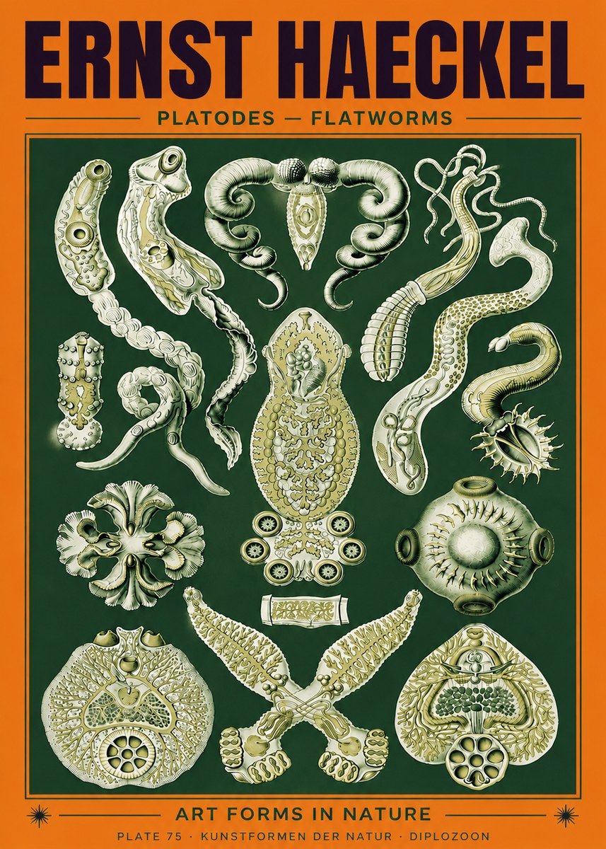 Ernst Haeckel Platodes – Flatworms No6 - Plakat