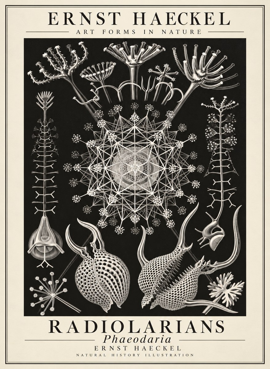 Ernst Haeckel Phaeodaria Radiolarians - Plate 61 No3 - Plakat