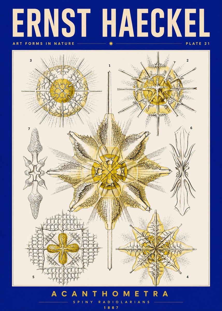 Ernst Haeckel Acanthometra - Star Radiolarians No5 - Plakat
