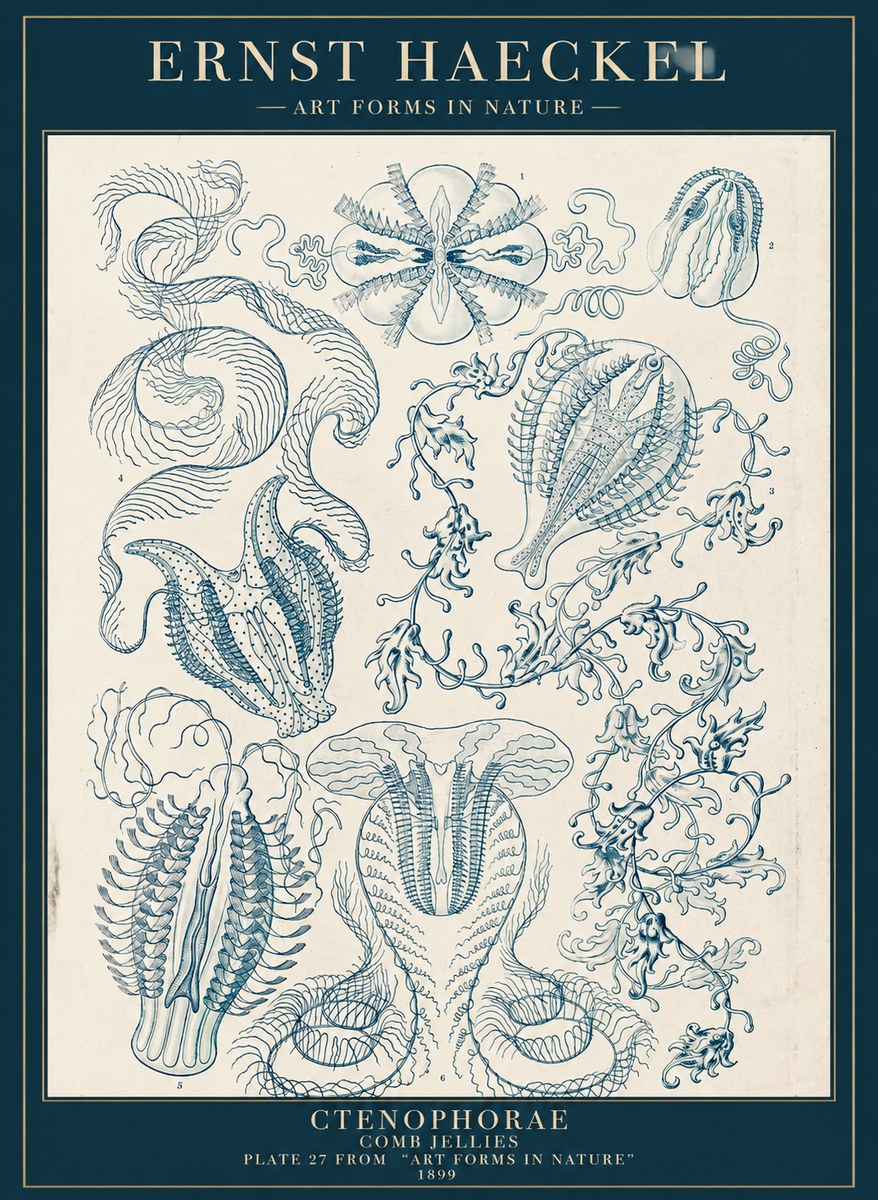 Ernst Haeckel Ctenophoræ – Comb Jellies No5 - Plakat