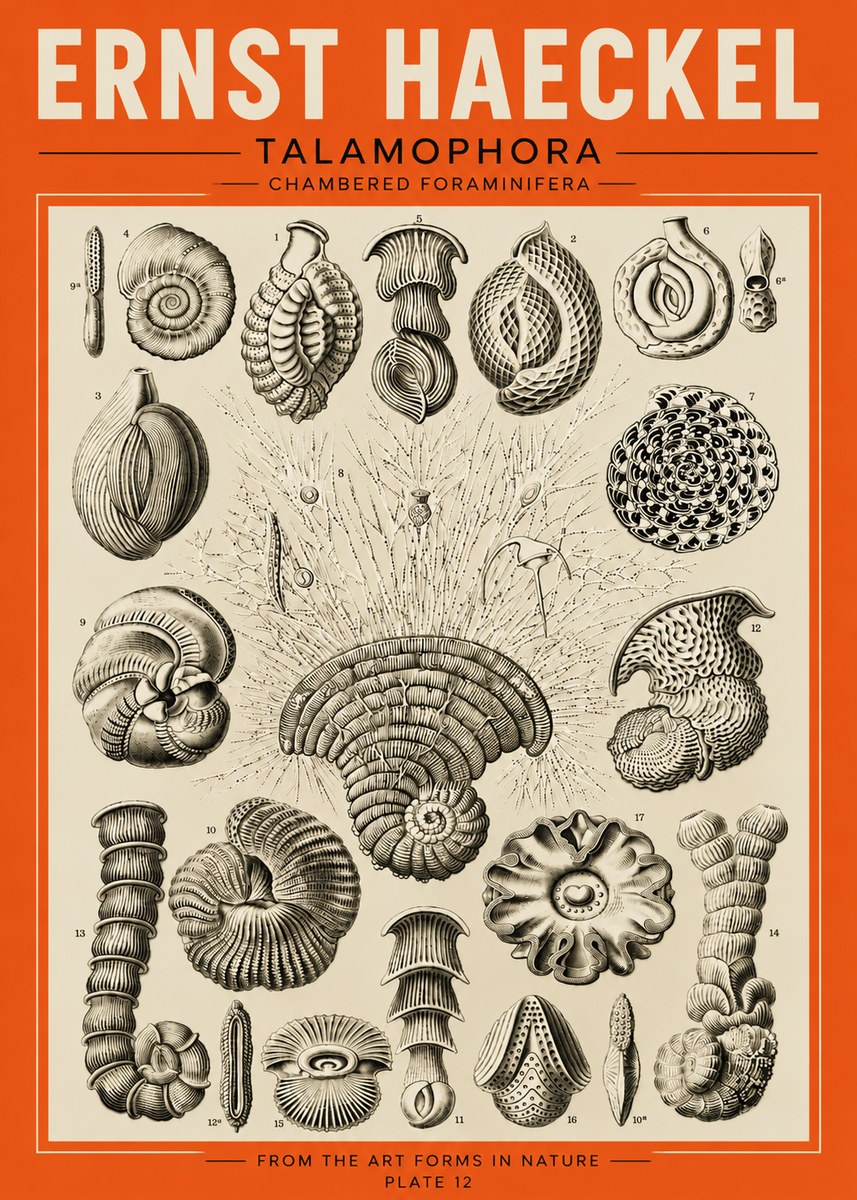 Ernst Haeckel Thalamophora – Foraminifera Plate 12 No5 - Plakat