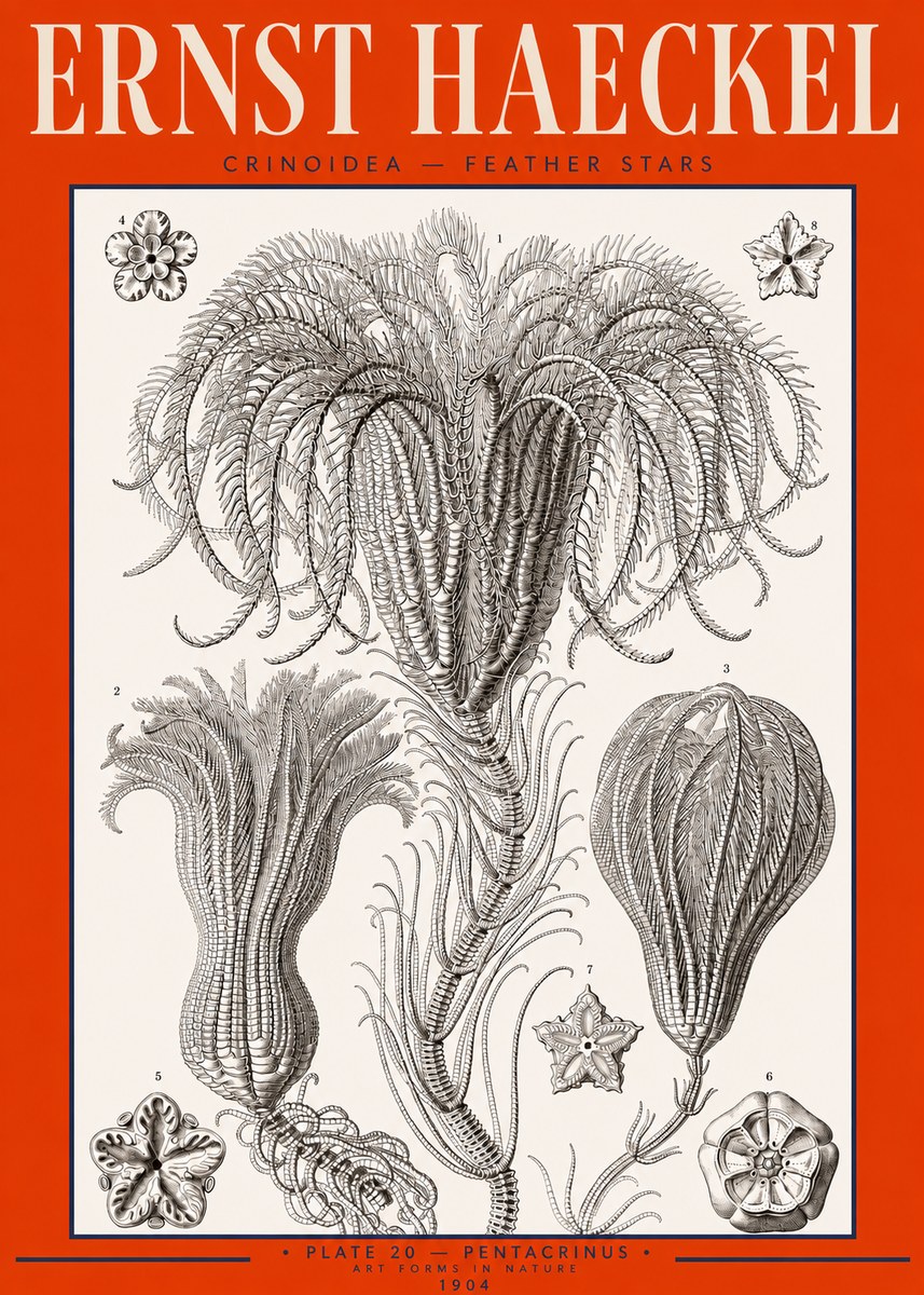 Ernst Haeckel Crinoidea - Palm Lilies No3 - Plakat