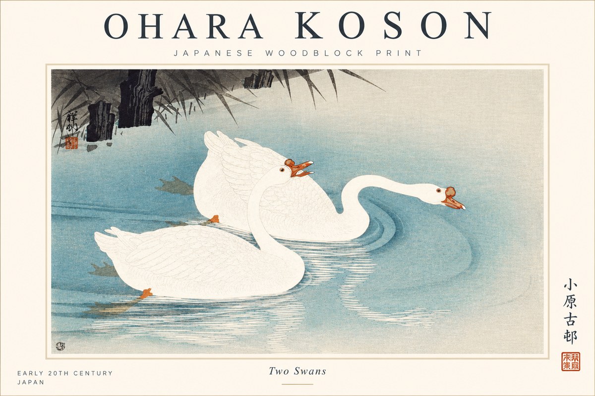 Ohara Koson Two Swans No1 - Plakat