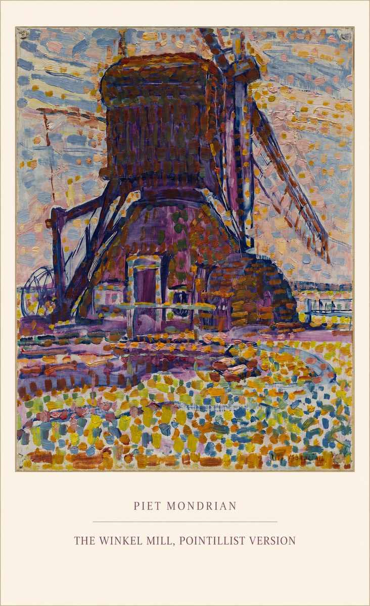Piet Mondrian The Winkel Mill, Pointillist Version No5 - Plakat