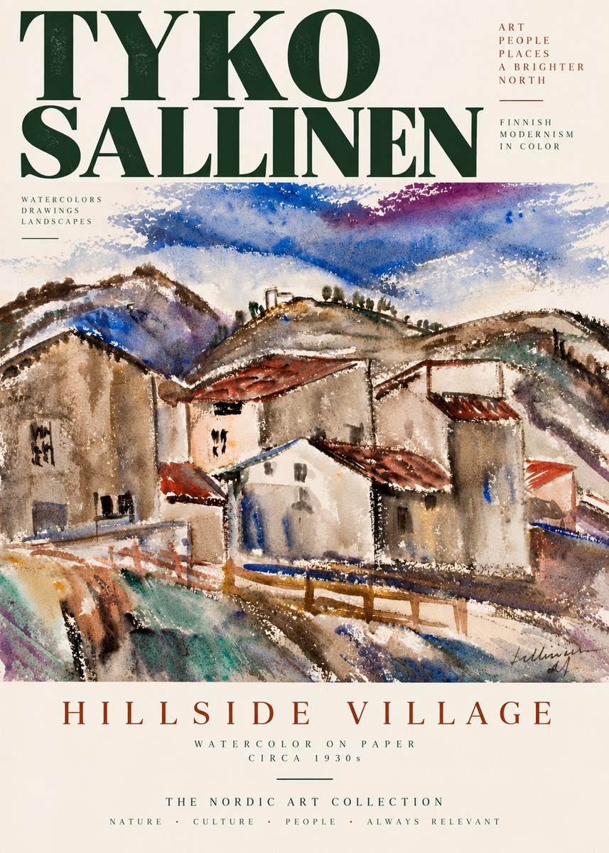 Tyko Sallinen Hillside Village No4 - Plakat