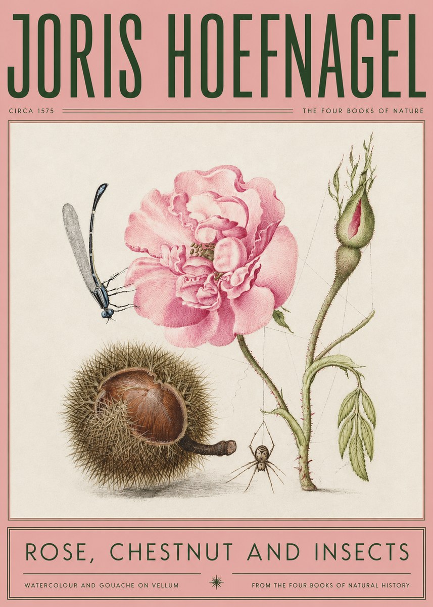 Joris Hoefnagel Rose, Chestnut and Insects No2 - Plakat