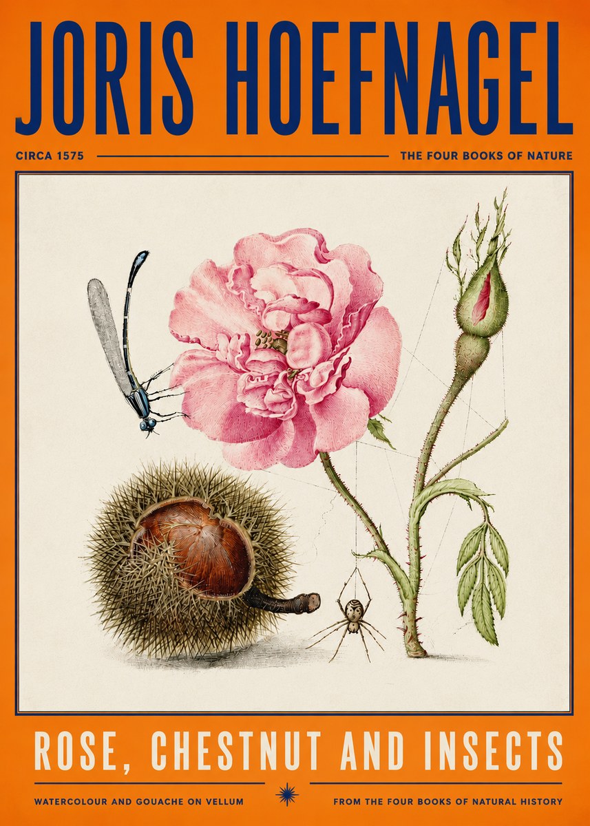 Joris Hoefnagel Rose, Chestnut and Insects No4 - Plakat