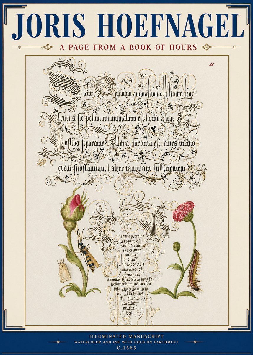 Joris Hoefnagel A Page from a Book of Hours No3 - Plakat