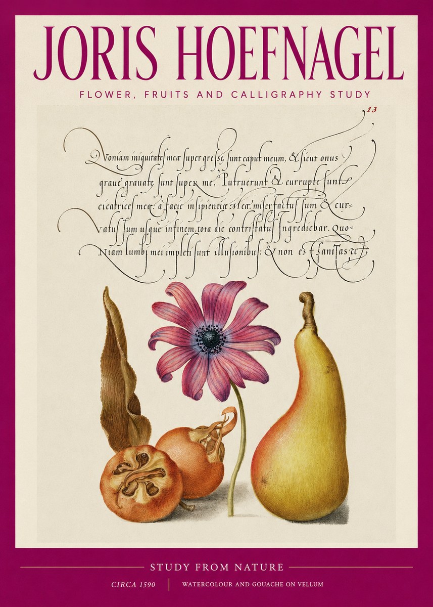 Joris Hoefnagel Study of Flower and Fruits No3 - Plakat