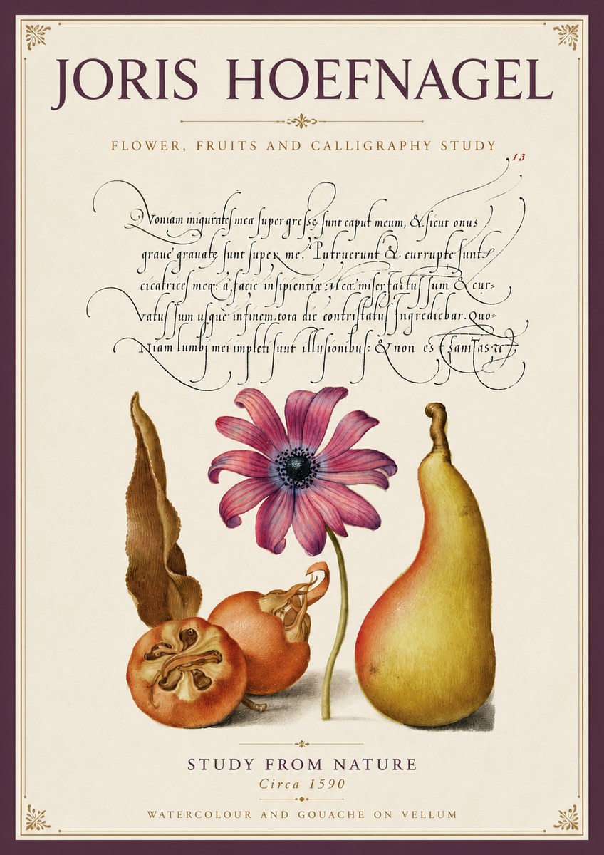Joris Hoefnagel Study of Flower and Fruits No6 - Plakat