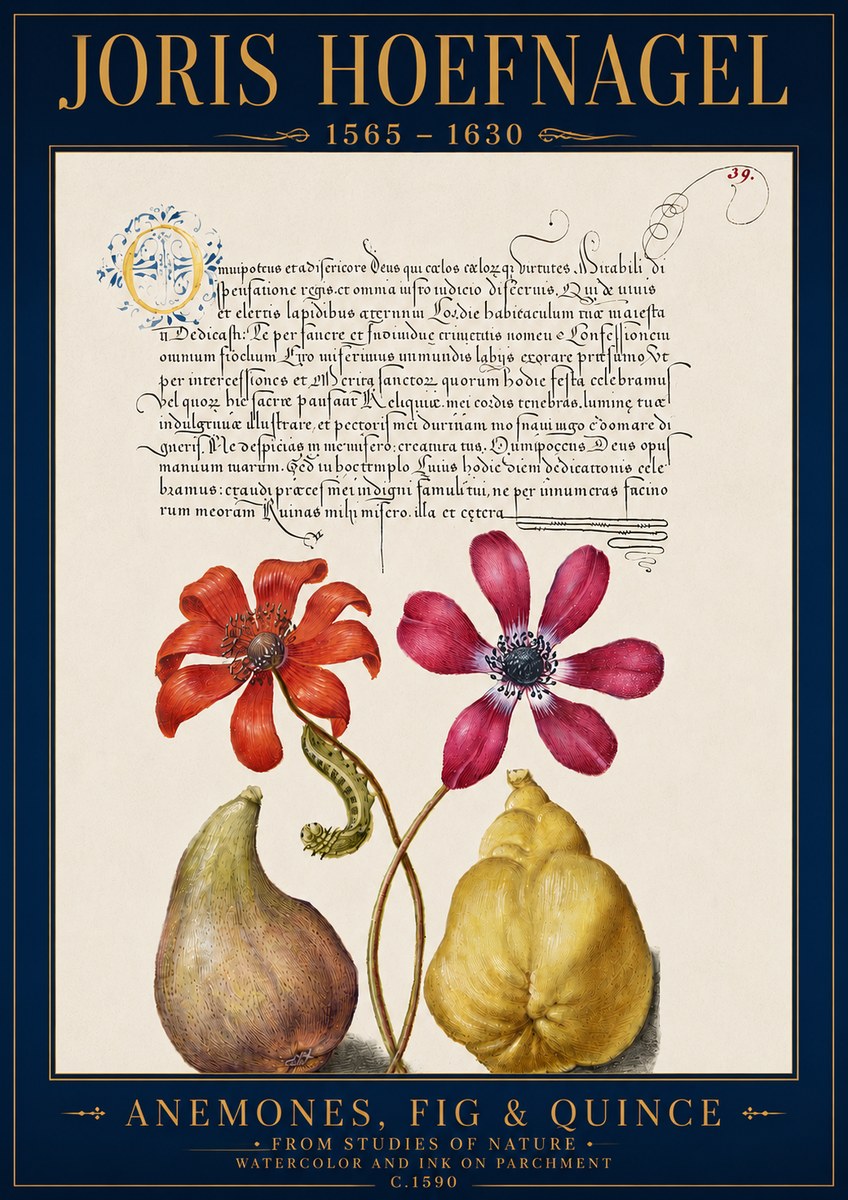 Joris Hoefnagel Flowers and Fruits No5 - Plakat