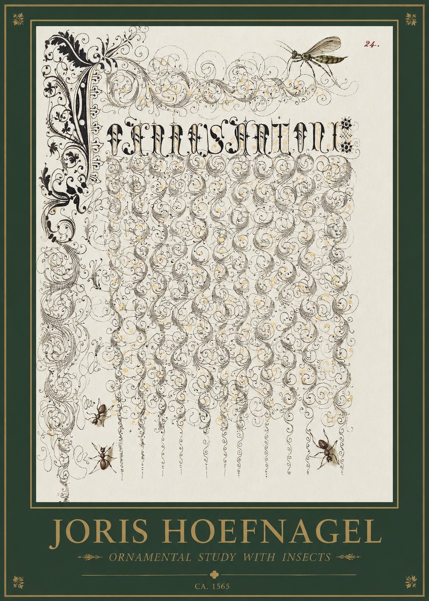 Joris Hoefnagel Ornamental Study with Insects No1 - Plakat