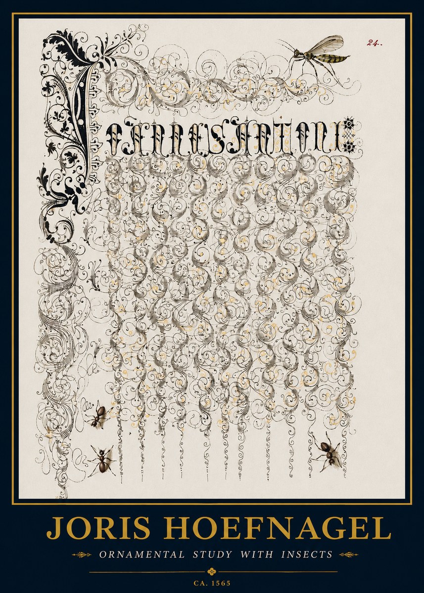 Joris Hoefnagel Ornamental Study with Insects No3 - Plakat