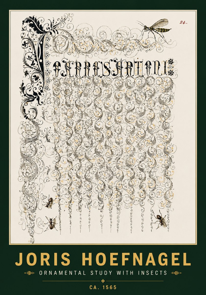 Joris Hoefnagel Ornamental Study with Insects No4 - Plakat