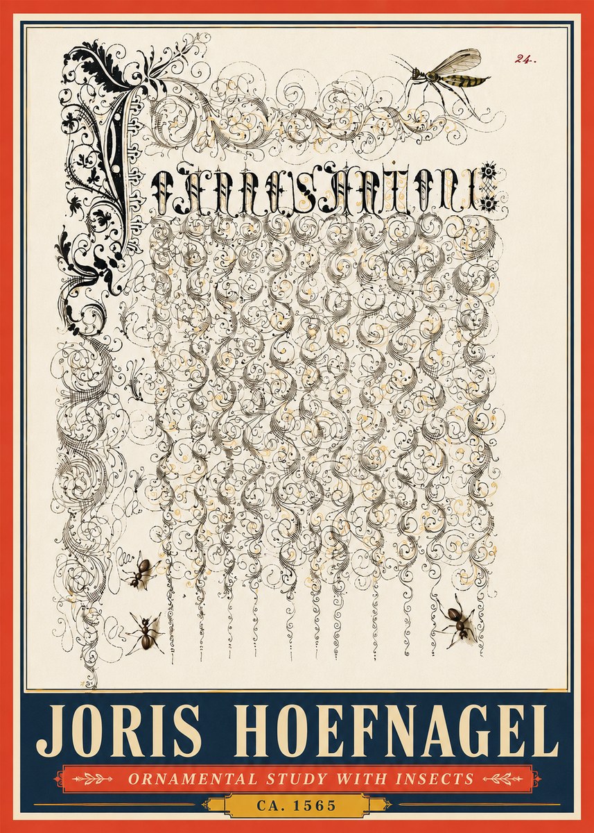 Joris Hoefnagel Ornamental Study with Insects No5 - Plakat