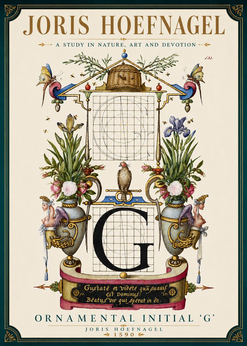 Joris Hoefnagel Ornamental Initial 'G' No5 - Plakat