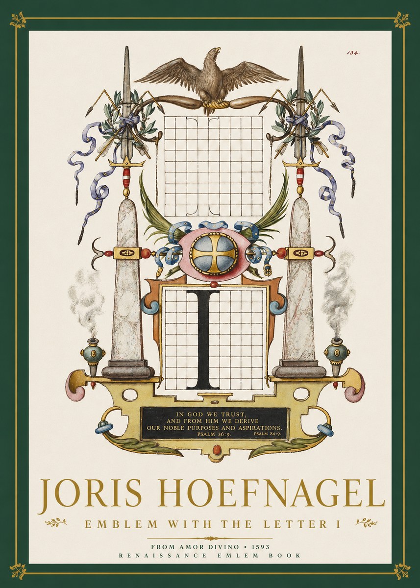 Joris Hoefnagel Ornamental Design with Dedicatory Inscription No4 - Plakat