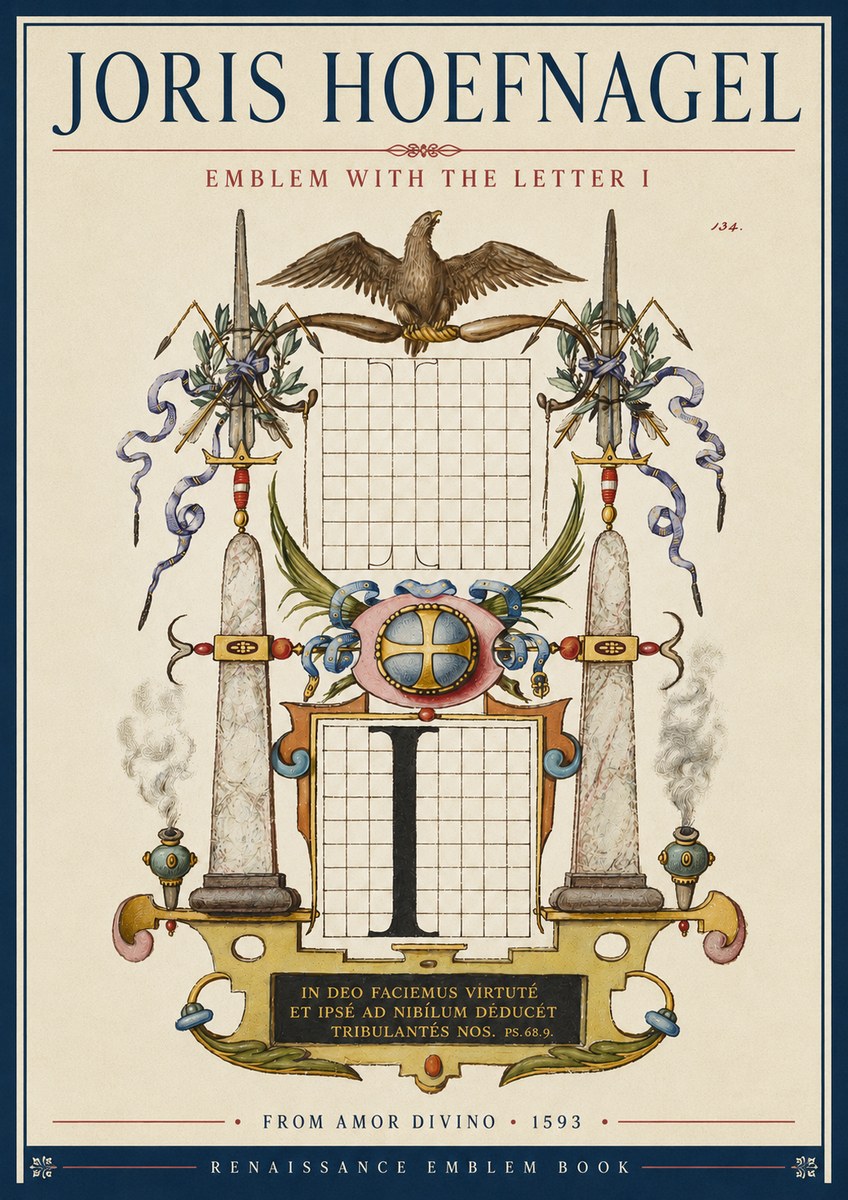 Joris Hoefnagel Ornamental Design with Dedicatory Inscription No5 - Plakat