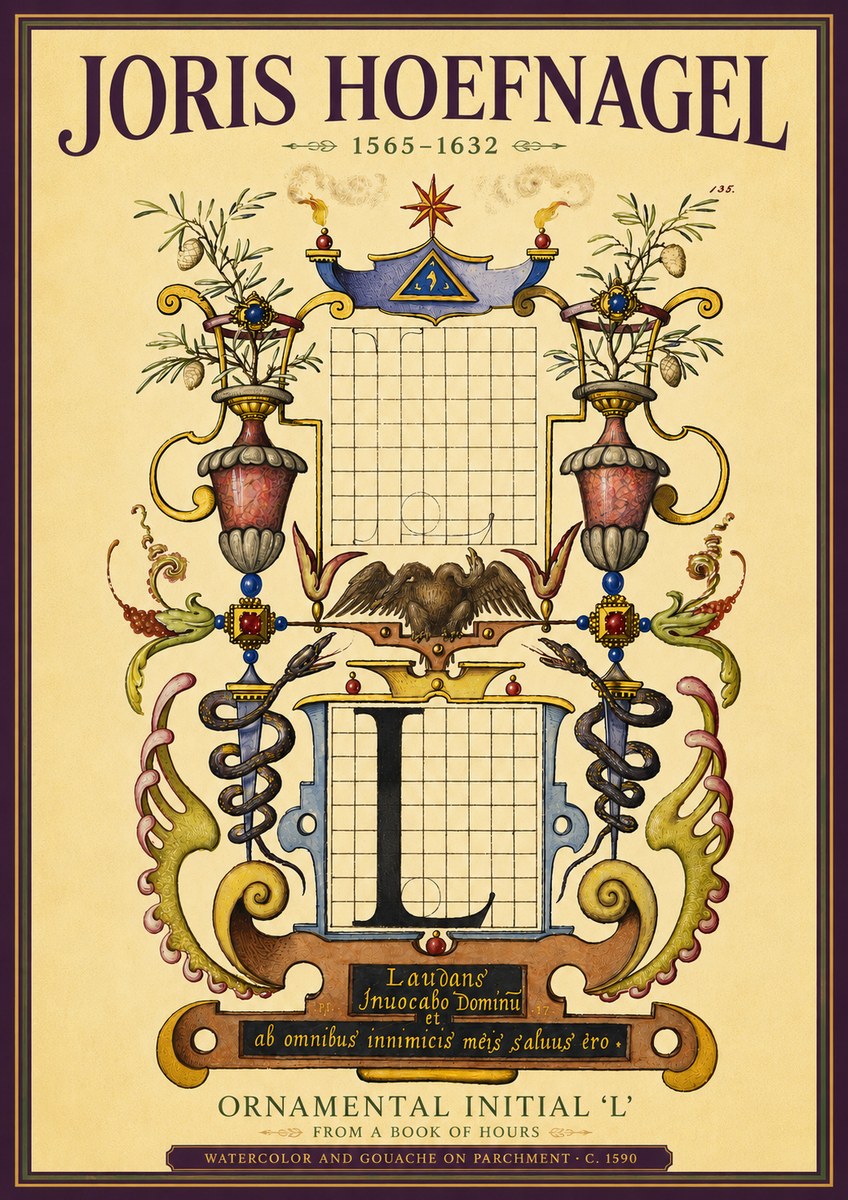 Joris Hoefnagel Ornamental Initial 'L' No4 - Plakat