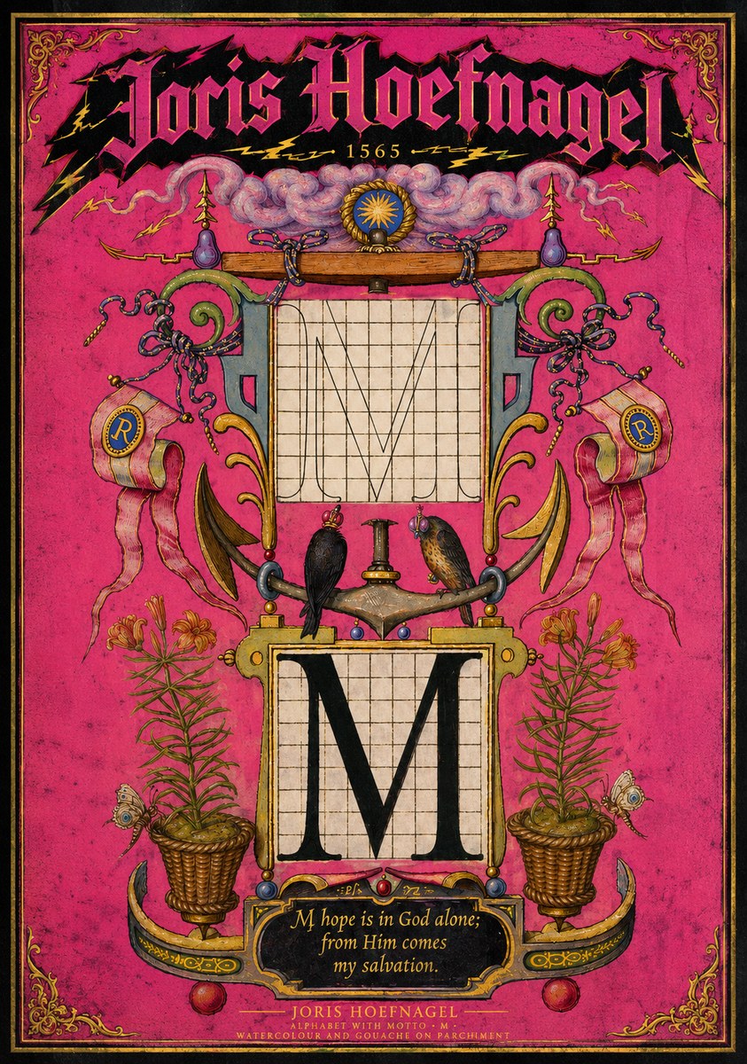 Joris Hoefnagel Alphabet with Motto • M • No2 - Plakat