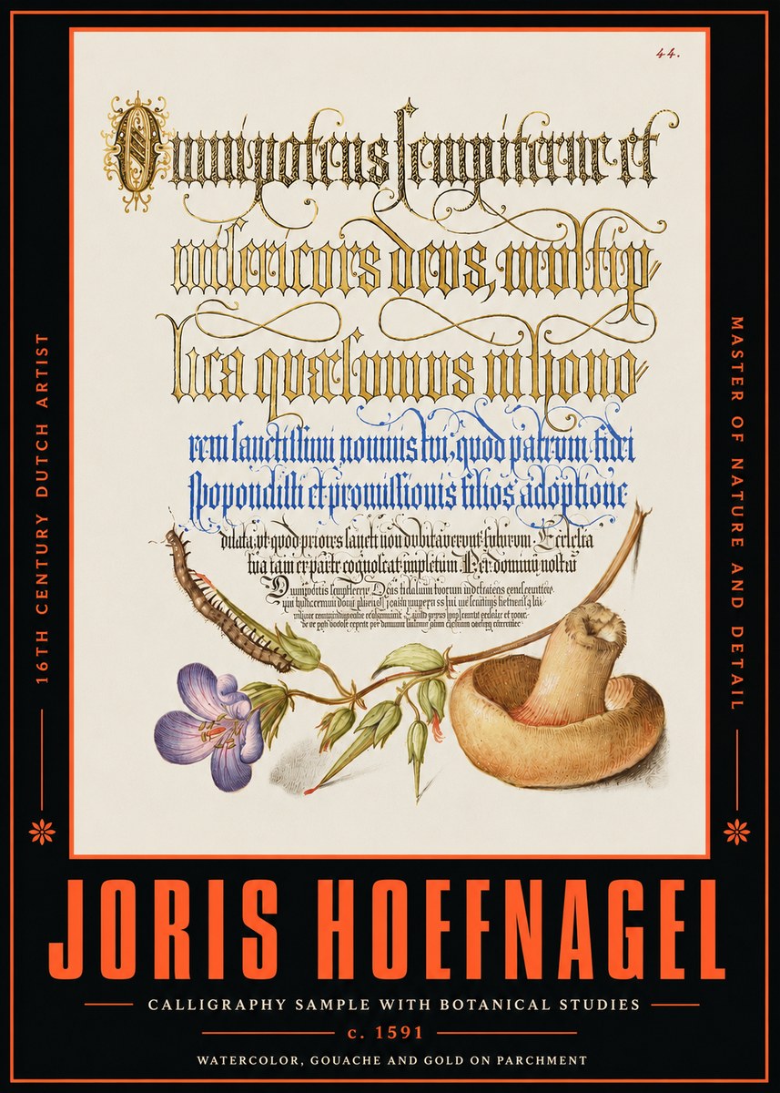 Joris Hoefnagel From a Series of Calligraphy Samples No4 - Plakat