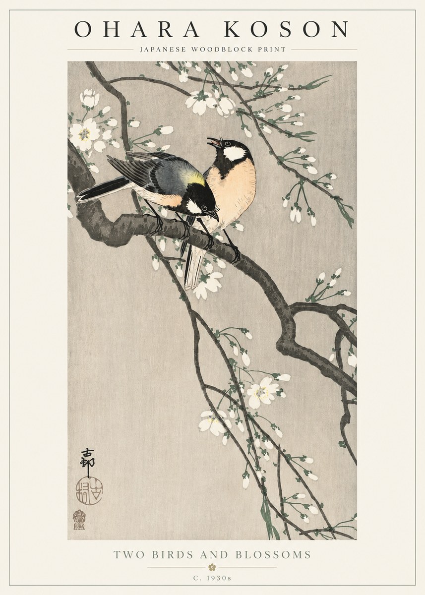 Ohara Koson Two Birds and Blossoms I No2 - Plakat