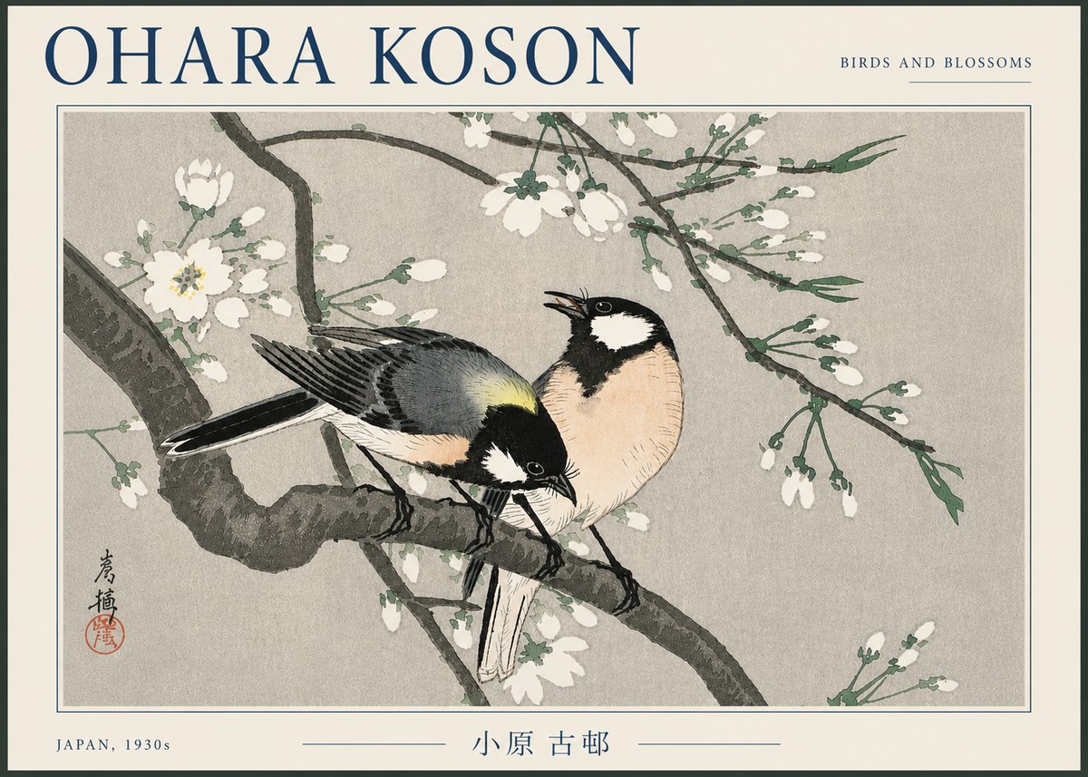 Ohara Koson Birds and Blossoms No5 - Plakat