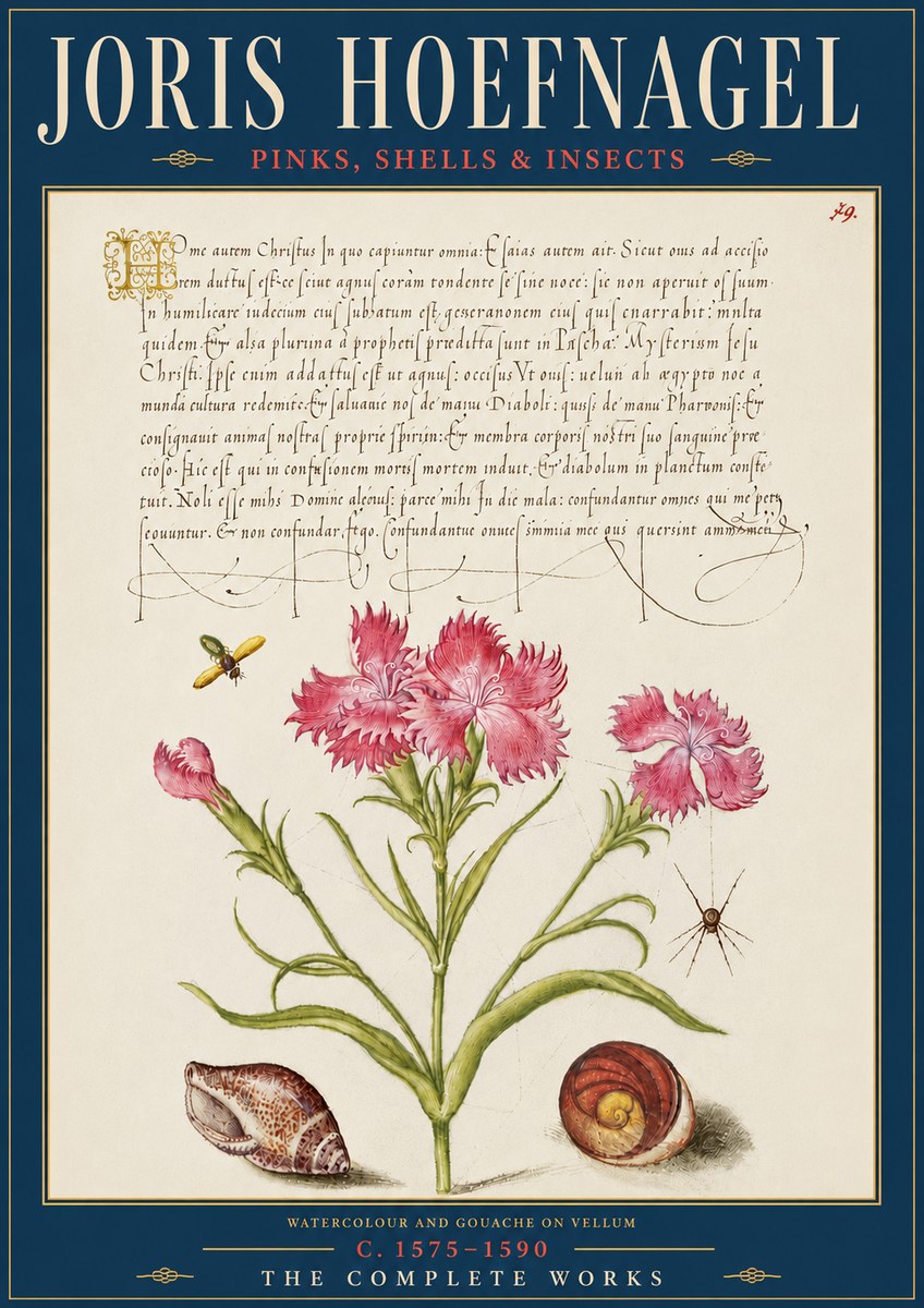 Joris Hoefnagel Pinks, Shells & Insects No5 - Plakat