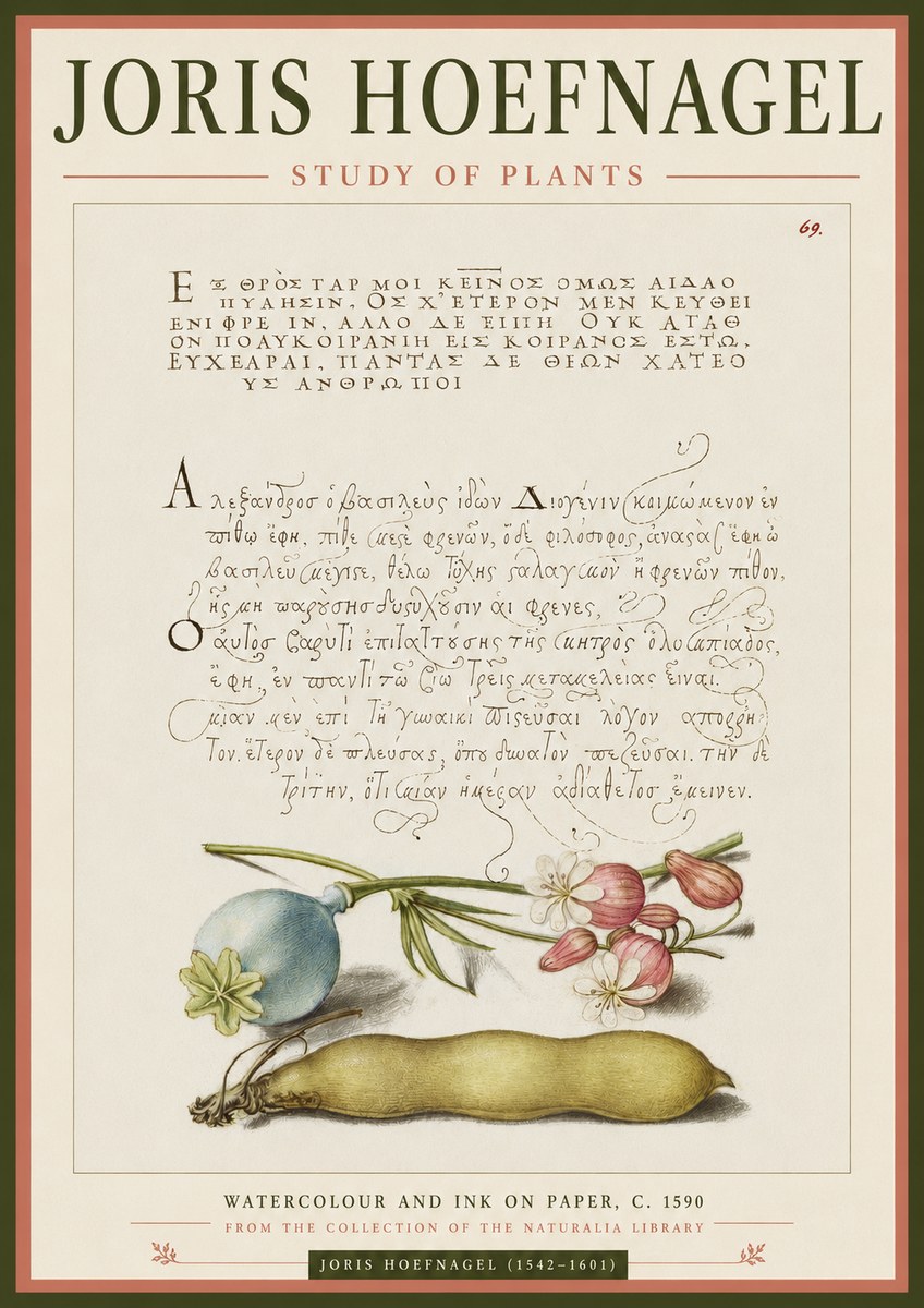 Joris Hoefnagel Study of Plants I No3 - Plakat