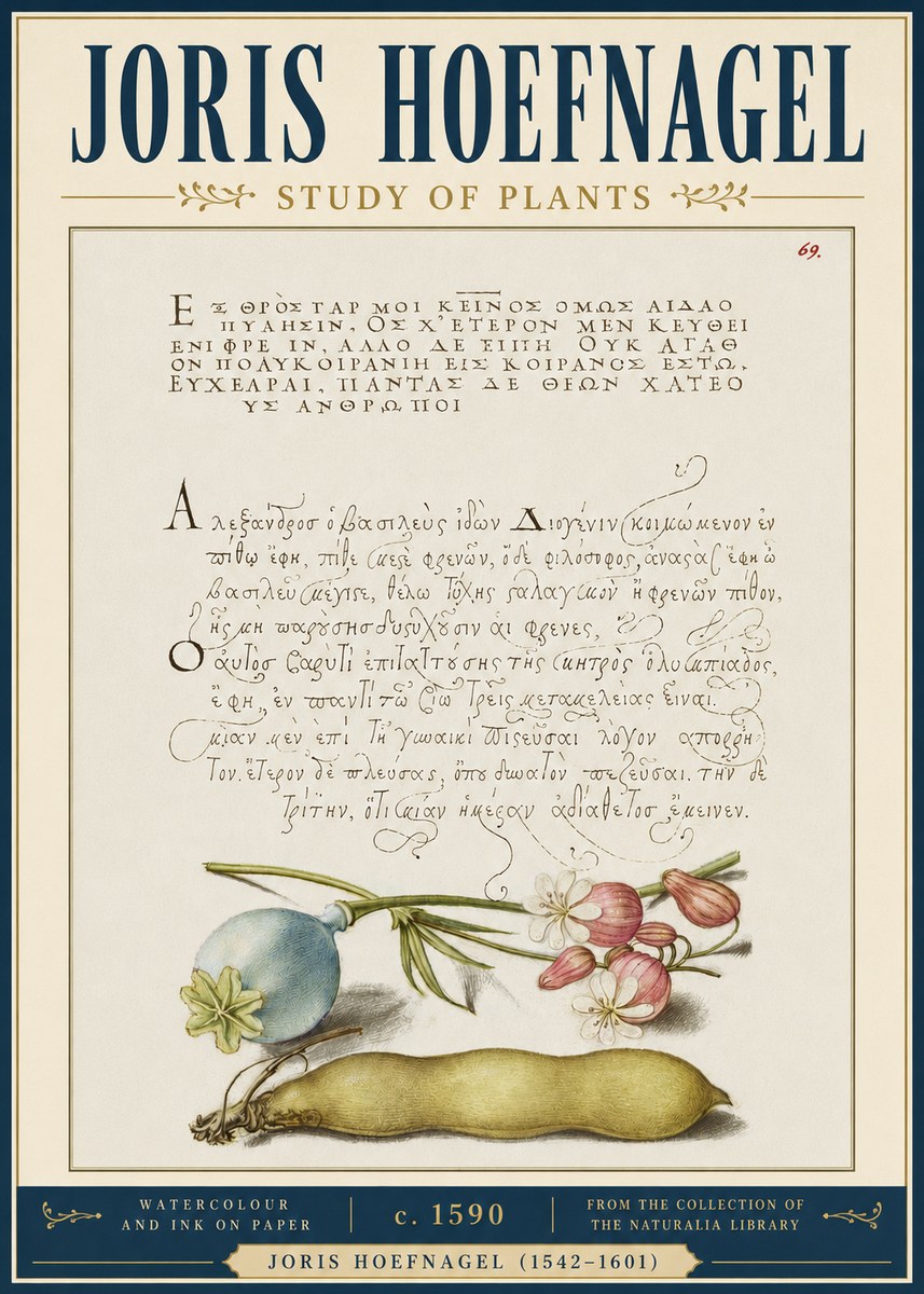 Joris Hoefnagel Study of Plants I No4 - Plakat