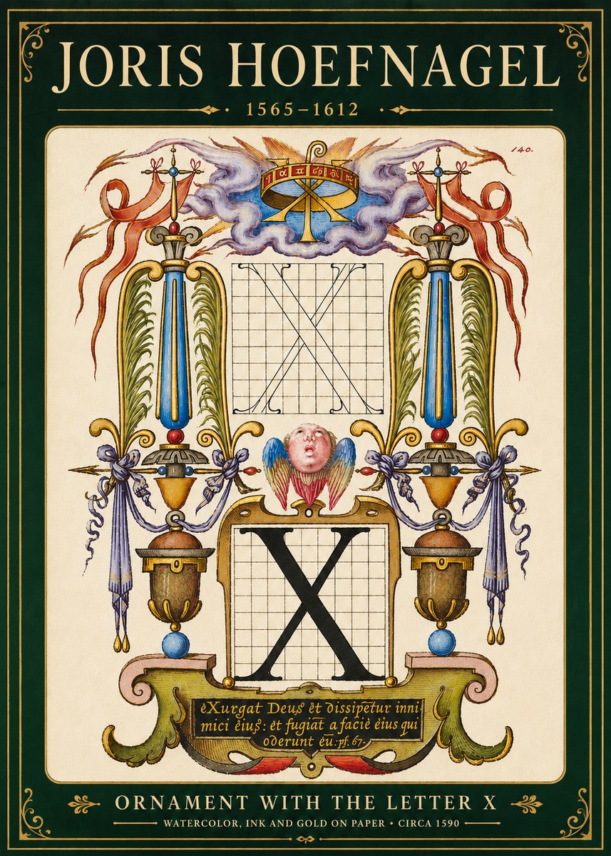 Joris Hoefnagel Ornament with the Letter X No6 - Plakat
