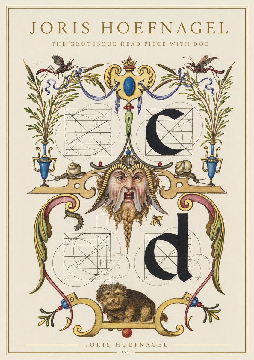 Joris Hoefnagel The Grotesque Head Piece with Dog No1 - Plakat