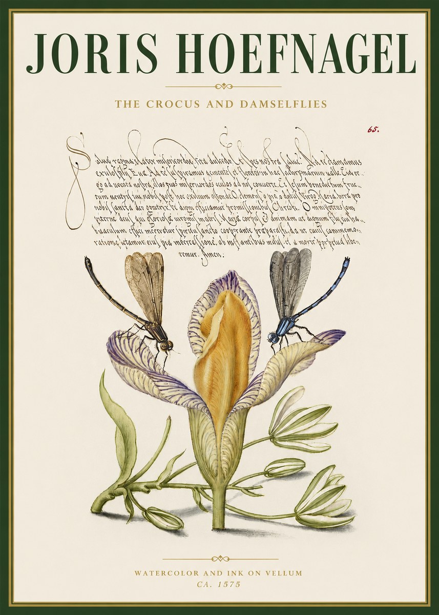 Joris Hoefnagel The Crocus and Damselflies No3 - Plakat