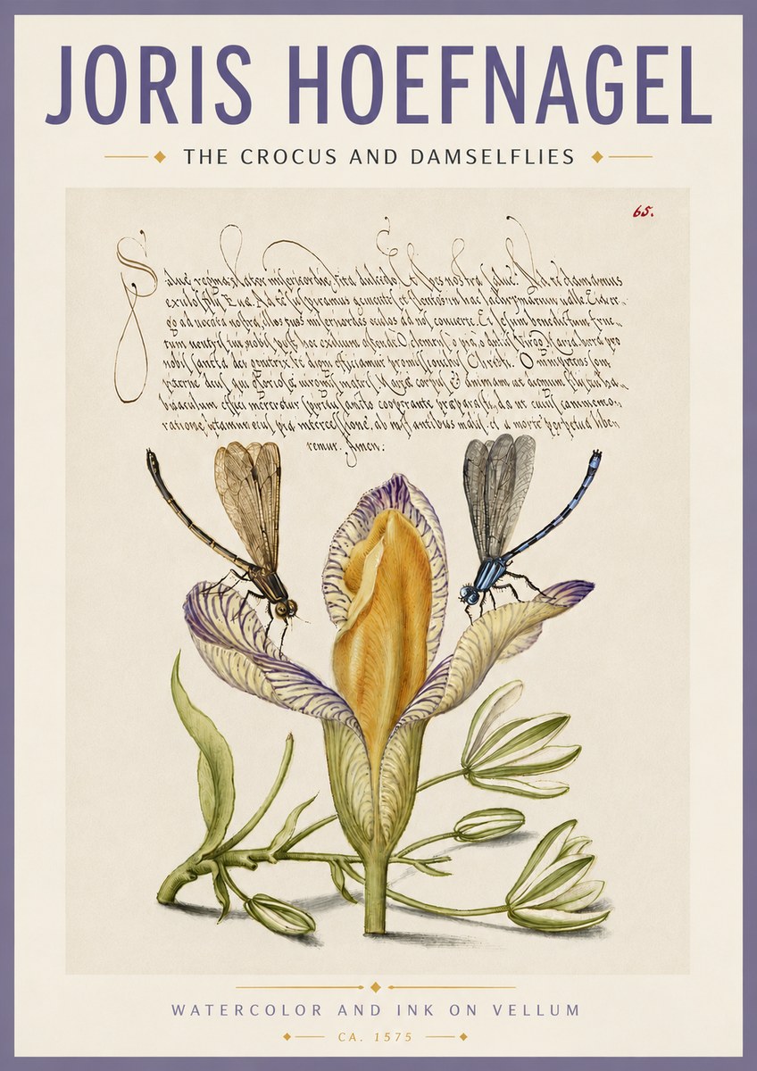Joris Hoefnagel The Crocus and Damselflies No4 - Plakat