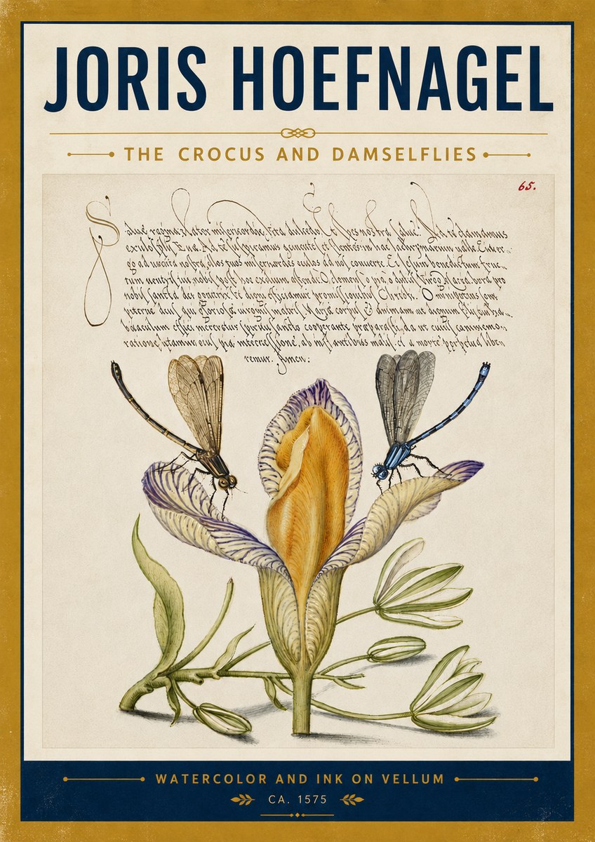 Joris Hoefnagel The Crocus and Damselflies No5 - Plakat