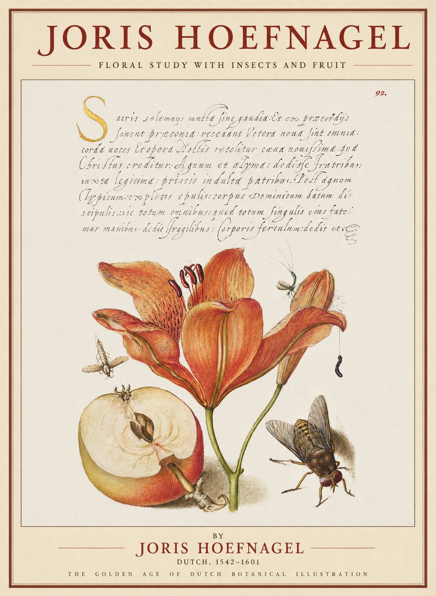 Joris Hoefnagel Floral Study with Insects and Fruit No1 - Plakat
