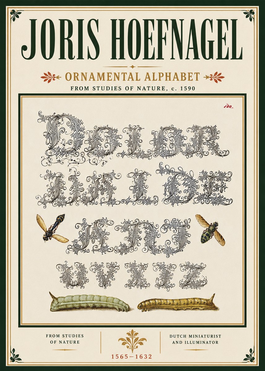 Joris Hoefnagel Ornamental Alphabet from Studies of Nature No6 - Plakat