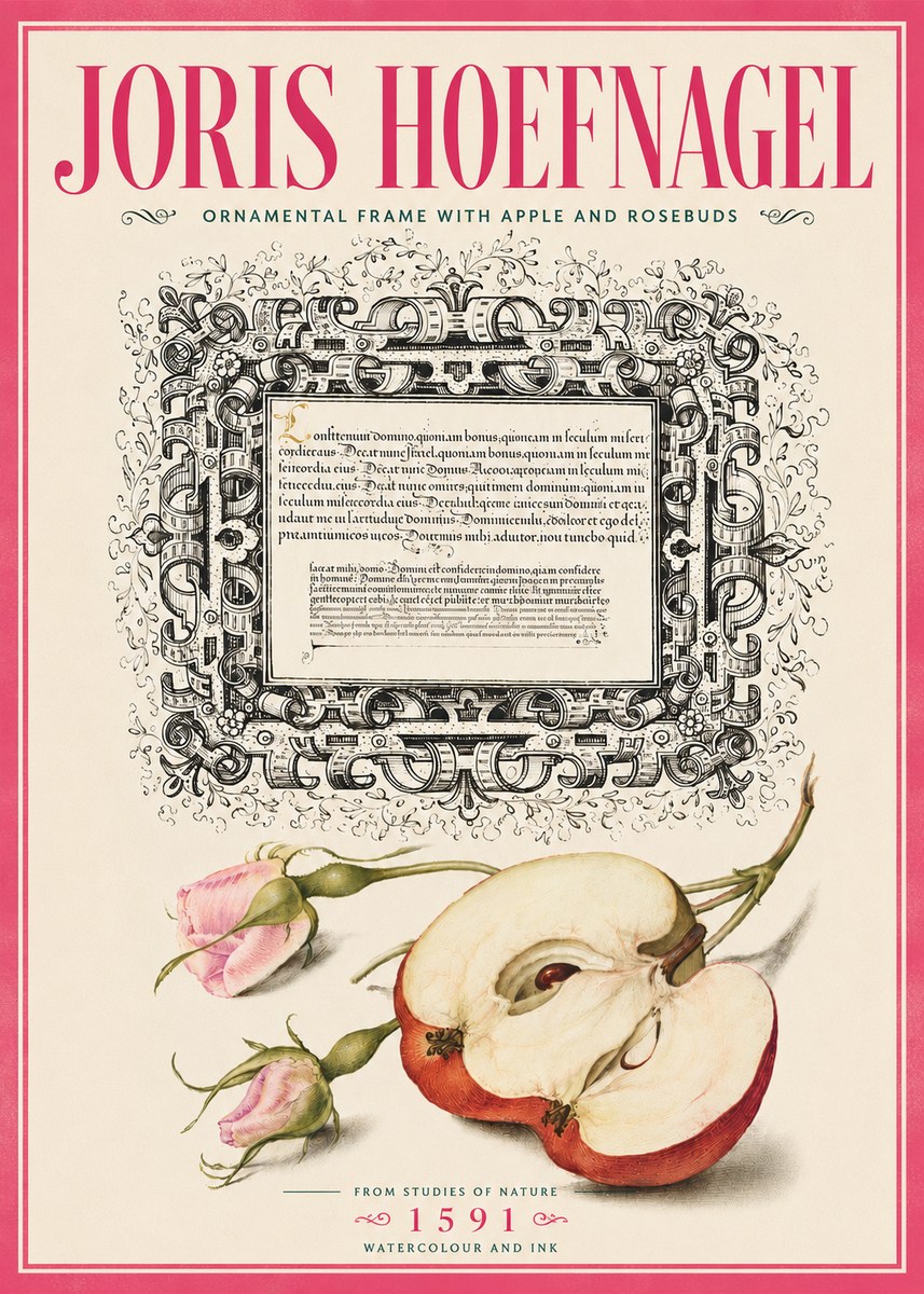 Joris Hoefnagel Illuminated Calligraphy and Botanical Study No6 - Plakat