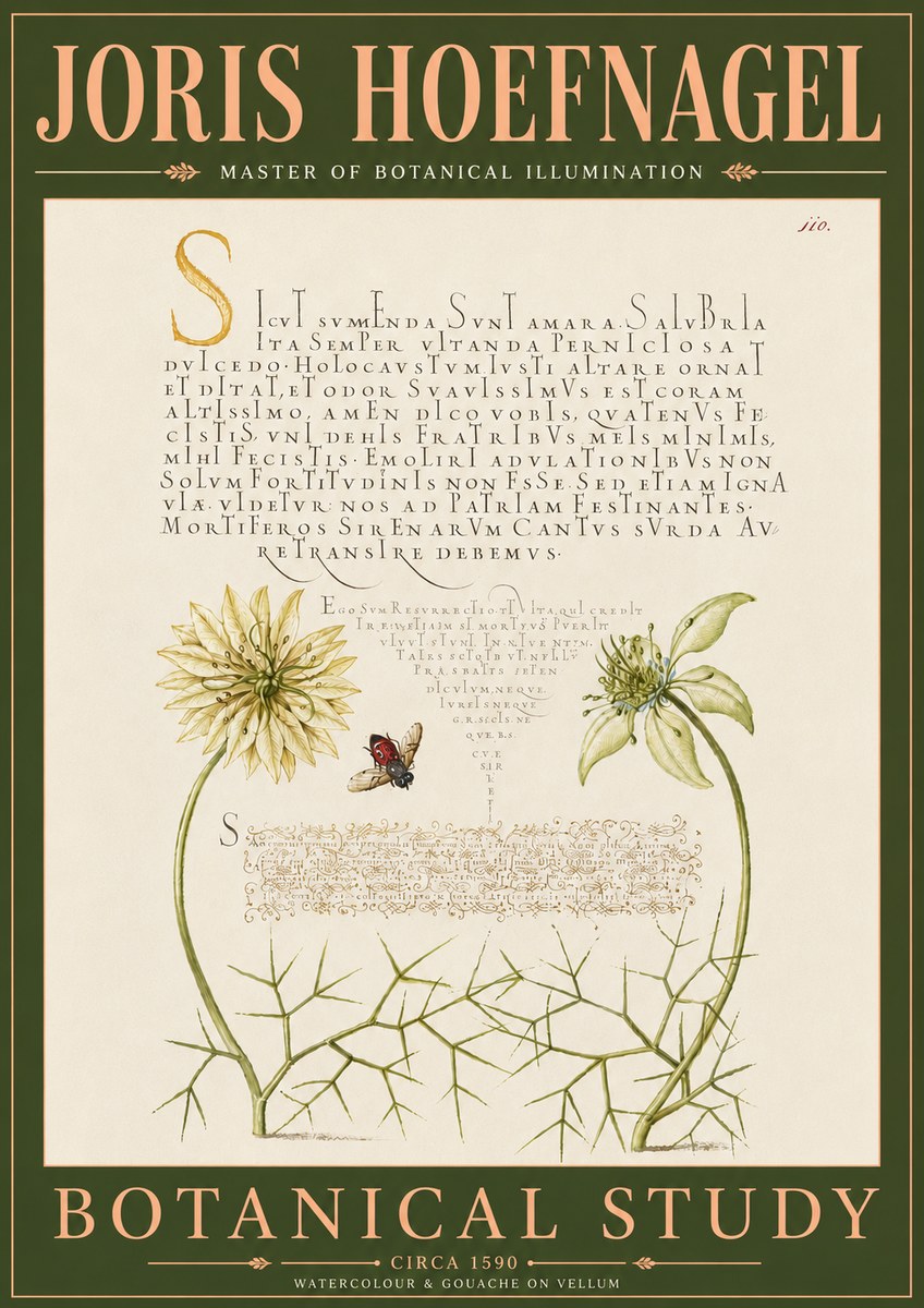 Joris Hoefnagel Botanical Study with Insect No6 - Plakat